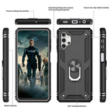 LeYi for Samsung Galaxy A32 Phone Case, Samsung A32 Phone Case with Glass Screen Protector Replacement, Military-Grade Shockproof Magnetic Ring Stand Cell Android Case Cover