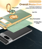 LeYi for Google-Pixel-7 Case: Rotatable Ring Holder Magnetic Kickstand, Plating Rose Gold Edge Case