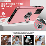 LeYi for Samsung Galaxy A13 4G Case with Glass Screen Protector, Shockproof Heavy Duty Protective Slim Fit Samsung Galaxy A13 4G Cell Phone Case Cover with Rotatable Ring Holder Magnetic Kickstand for Women