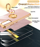 LeYi for Samsung Galaxy S20 FE 5G Case: with 2 Pack Tempered Glass Screen Protector and Rotatable Ring Holder Magnetic Kickstand, Plating Rose Gold Edge Case