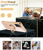 LeYi for Samsung Galaxy S20 FE 5G Case: with 2 Pack Tempered Glass Screen Protector and Rotatable Ring Holder Magnetic Kickstand, Plating Rose Gold Edge Case