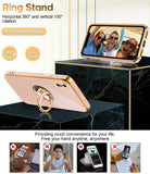 LeYi for iPhone X/XS Case: with 1 Pack Tempered Glass Screen Protector and Rotatable Ring Holder Magnetic Kickstand, Plating Rose Gold Edge Case