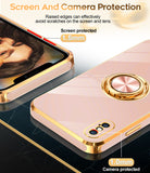 LeYi for iPhone X/XS Case: with 1 Pack Tempered Glass Screen Protector and Rotatable Ring Holder Magnetic Kickstand, Plating Rose Gold Edge Case