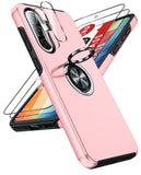 LeYi for Samsung Galaxy A37 5G Case with Glass Screen Protector and Lens Protector, Shockproof Heavy Duty Protective Slim Fit Samsung Galaxy A37 5G Cell Phone Case Cover with Rotatable Ring Holder Magnetic Kickstand for Women