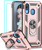 LeYi for Samsung Galaxy A40 Case with Glass Screen Protector Replacement, Military-Grade Shockproof Magnetic Ring Stand Cell Android Case Cover