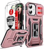 LeYi for iPhone 17 Phone Case, with Camera Lens Cover Slider, Ring Stand Holder Military Grade Protective Shockproof Armour Cover for i Phone 17