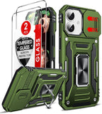 LeYi for iPhone 17 Phone Case, with Camera Lens Cover Slider, Ring Stand Holder Military Grade Protective Shockproof Armour Cover for i Phone 17