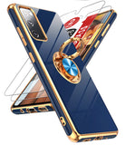 LeYi for Samsung Galaxy S20 FE 5G Case: with 2 Pack Tempered Glass Screen Protector and Rotatable Ring Holder Magnetic Kickstand, Plating Rose Gold Edge Case