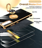 LeYi for Samsung Galaxy S20 FE 5G Case: with 2 Pack Tempered Glass Screen Protector and Rotatable Ring Holder Magnetic Kickstand, Plating Rose Gold Edge Case