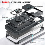 LeYi for iPhone 15 Pro Max 5G Phone Case: iPhone 15 Pro Max Case with Screen Protector X 2, Slide Camera Cover with Magnetic Stand, Heavy Duty Shockproof para 15 Case for Women Girl