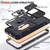 LeYi for Samsung Galaxy A13 4G Phone Case: Samsung A13 4G Case with 2 Tempered Glass Screen Protector, Slide Camera Cover, Ring Stand Holder, Heavy Duty Shockproof para A 13 4G Cover for Women Girl