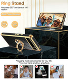 LeYi for Google Pixel 6A Case: with 2 Pack Tempered Glass Screen Protector and Rotatable Ring Holder Magnetic Kickstand, Plating Rose Gold Edge Case