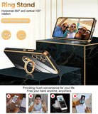 LeYi for Samsung Galaxy A54 5G Case: with 2 Pack Tempered Glass Screen Protector and Rotatable Ring Holder Magnetic Kickstand, Plating Rose Gold Edge Case