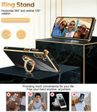 LeYi for Samsung Galaxy A13 5G Case: with 2 Pack Tempered Glass Screen Protector and Rotatable Ring Holder Magnetic Kickstand, Plating Rose Gold Edge Case