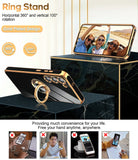 LeYi for Samsung Galaxy S23 Case: with 2 Pack Tempered Glass Screen Protector and Rotatable Ring Holder Magnetic Kickstand, Plating Rose Gold Edge Case