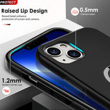LeYi for iPhone 13 Case with Glass Screen Protector, Shockproof Heavy Duty Protective Slim Fit iPhone 13 Cell Phone Case Cover with Rotatable Ring Holder Magnetic Kickstand for Women