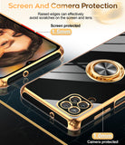 LeYi for Samsung Galaxy A12 5G Case: with 2 Pack Tempered Glass Screen Protector and Rotatable Ring Holder Magnetic Kickstand, Plating Rose Gold Edge Case
