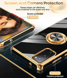 LeYi for Samsung Galaxy S20 FE 5G Case: with 2 Pack Tempered Glass Screen Protector and Rotatable Ring Holder Magnetic Kickstand, Plating Rose Gold Edge Case