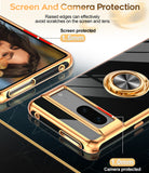 LeYi for Google-Pixel-7 Case: Rotatable Ring Holder Magnetic Kickstand, Plating Rose Gold Edge Case