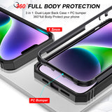 LeYi for iPhone 14 Phone Case: iPhone 14 Case with 2 Tempered Glass Screen Protector, Slide Camera Cover, Ring Stand Holder, Heavy Duty Shockproof para i Phone 14 Cover for Women Girl