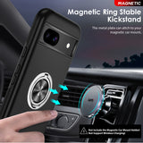 LeYi for Google Pixel 8A Case with Glass Screen Protector and Lens Protector, Shockproof Heavy Duty Protective Slim Fit Google Pixel 8A Cell Phone Case Cover with Rotatable Ring Holder Magnetic Kickstand for Women