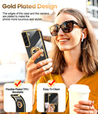 LeYi for Samsung Galaxy S22 5G Case: Rotatable Ring Holder Magnetic Kickstand, Plating Rose Gold Edge Case