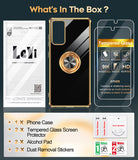 LeYi for Samsung Galaxy S20 FE 5G Case: with 2 Pack Tempered Glass Screen Protector and Rotatable Ring Holder Magnetic Kickstand, Plating Rose Gold Edge Case