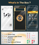 LeYi for Google Pixel 7A Case: with 2 Pack Tempered Glass Screen Protector and Rotatable Ring Holder Magnetic Kickstand, Plating Rose Gold Edge Case