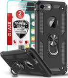 LeYi for iPhone 6/6S/7/8 Phone Case, iPhone 6/6S/7/8 Phone Case with Glass Screen Protector Replacement, Military-Grade Shockproof Magnetic Ring Stand Cell Android Case Cover