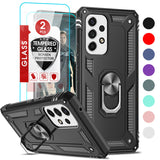 LeYi for Samsung Galaxy A53 Phone Case, Samsung A53 Phone Case with Glass Screen Protector Replacement, Military-Grade Shockproof Magnetic Ring Stand Cell Android Case Cover
