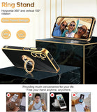 LeYi for Samsung Galaxy A15 5G Case: with 2 Pack Tempered Glass Screen Protector and Rotatable Ring Holder Magnetic Kickstand, Plating Rose Gold Edge Case
