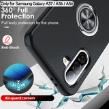 LeYi for Samsung Galaxy A37 5G Case with Glass Screen Protector and Lens Protector, Shockproof Heavy Duty Protective Slim Fit Samsung Galaxy A37 5G Cell Phone Case Cover with Rotatable Ring Holder Magnetic Kickstand for Women