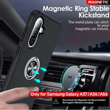 LeYi for Samsung Galaxy A37 5G Case with Glass Screen Protector and Lens Protector, Shockproof Heavy Duty Protective Slim Fit Samsung Galaxy A37 5G Cell Phone Case Cover with Rotatable Ring Holder Magnetic Kickstand for Women