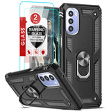 LeYi for Motorola Moto G Stylus 4G 2022 Case, Motorola G Stylus 4G 2022 Phone Case with Glass Screen Protector Replacement, Military-Grade Shockproof Magnetic Ring Stand Cell Android Case Cover