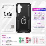 LeYi for Samsung Galaxy A16 Phone Case, Samsung A16 Phone Case with Glass Screen Protector Replacement, Military-Grade Shockproof Magnetic Ring Stand Cell Android Case Cover