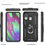 LeYi for Samsung Galaxy A40 Case with Glass Screen Protector Replacement, Military-Grade Shockproof Magnetic Ring Stand Cell Android Case Cover