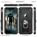 LeYi for iPhone X Case/iPhone XS Phone Case with Glass Screen Protector Replacement, Military-Grade Shockproof Magnetic Ring Stand Cell Android Case Cover
