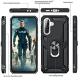 LeYi for Samsung Galaxy A56 5G Case with Glass Screen Protector Replacement, Military-Grade Shockproof Magnetic Ring Stand Cell Android Case Cover