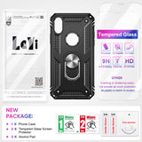 LeYi for iPhone X Case/iPhone XS Phone Case with Glass Screen Protector Replacement, Military-Grade Shockproof Magnetic Ring Stand Cell Android Case Cover