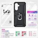 LeYi for Samsung Galaxy A56 5G Case with Glass Screen Protector Replacement, Military-Grade Shockproof Magnetic Ring Stand Cell Android Case Cover