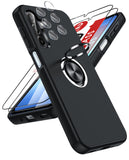 LeYi for Samsung Galaxy A17 5G Case with Glass Screen Protector and Lens Protector, Shockproof Heavy Duty Protective Slim Fit Samsung Galaxy A17 5G Cell Phone Case Cover with Rotatable Ring Holder Magnetic Kickstand for Women