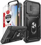 LeYi for Samsung Galaxy A34 5G Phone Case: Samsung Galaxy A34 Case with 2 Tempered Glass Screen Pro Maxtector, Slide Camera Cover, Ring Stand Holder, Heavy Duty Shockproof para Samsung Galaxy A34 Cover for Women Girl