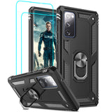 LeYi for Samsung Galaxy S20 FE Case with Glass Screen Protector Replacement, Military-Grade Shockproof Magnetic Ring Stand Cell Android Case Cover