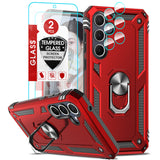LeYi for Samsung Galaxy A35 5G Case with Glass Screen Protector Replacement, Military-Grade Shockproof Magnetic Ring Stand Cell Android Case Cover