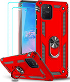 LeYi for Samsung Galaxy S10 Lite/A91/M80S Case with Glass Screen Protector Replacement, Military-Grade Shockproof Magnetic Ring Stand Cell Android Case Cover