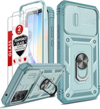 LeYi for Samsung Galaxy A34 5G Phone Case: Samsung Galaxy A34 Case with 2 Tempered Glass Screen Pro Maxtector, Slide Camera Cover, Ring Stand Holder, Heavy Duty Shockproof para Samsung Galaxy A34 Cover for Women Girl