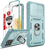 LeYi for Samsung Galaxy A33 5G Phone Case: Samsung Galaxy A33 Case with 2 Tempered Glass Screen Pro Maxtector, Slide Camera Cover, Ring Stand Holder, Heavy Duty Shockproof para Samsung Galaxy A33 Cover for Women Girl