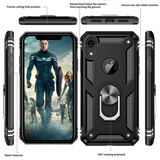 LeYi for iPhone XR Phone Case, iPhone XR Phone Case with Glass Screen Protector Replacement, Military-Grade Shockproof Magnetic Ring Stand Cell Android Case Cover