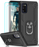 LeYi for Samsung Galaxy A41 Case with Glass Screen Protector Replacement, Military-Grade Shockproof Magnetic Ring Stand Cell Android Case Cover