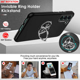 LeYi for Samsung Galaxy S22 Case, Shockproof Heavy Duty Protective Slim Fit Samsung Galaxy S22 Cell Phone Case Cover with Rotatable Ring Holder Magnetic Kickstand for Women